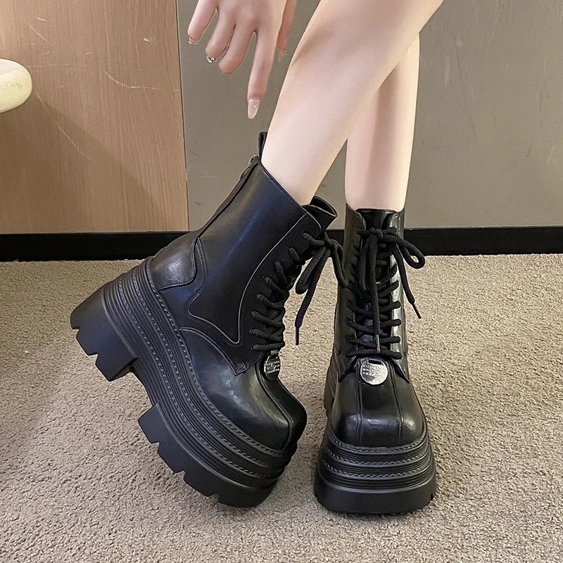 Women Shoes Luxury Brand - Women Boots Gothic Leather Women Boots